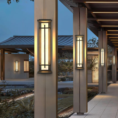 Lampada da parete per esterni rettangolare in acciaio inox con diffusore effetto alabastro, LED integrato IP65