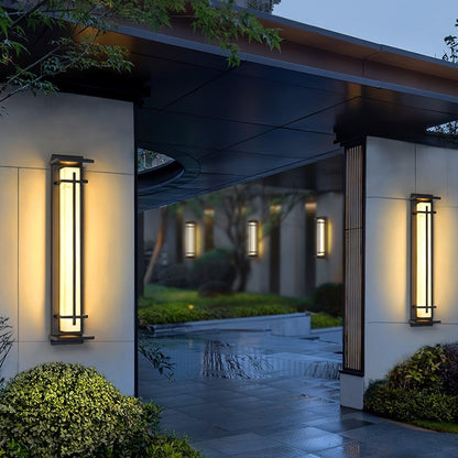Lampada da parete per esterni rettangolare in acciaio inox con diffusore effetto alabastro, LED integrato IP65
