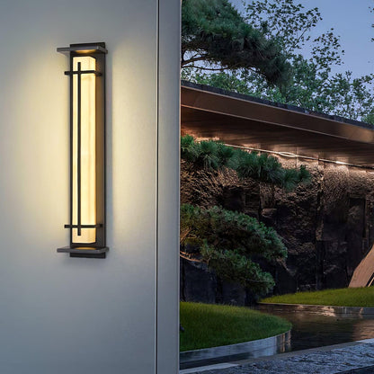Lampada da parete per esterni rettangolare in acciaio inox con diffusore effetto alabastro, LED integrato IP65