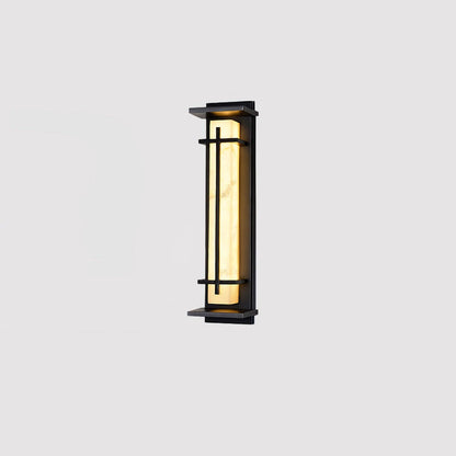Lampada da parete per esterni rettangolare in acciaio inox con diffusore effetto alabastro, LED integrato IP65