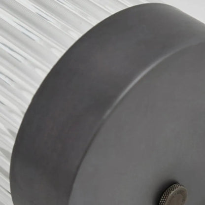 Lampada da parete per esterni semicilindrica in vetro rigato nero, moderna lampada da giardino