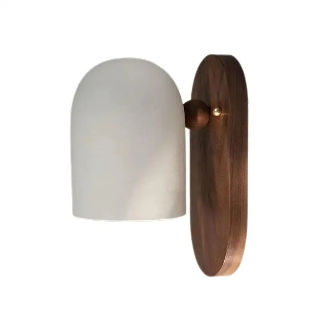 Lampada da parete wabi sabi in legno di noce e metallo