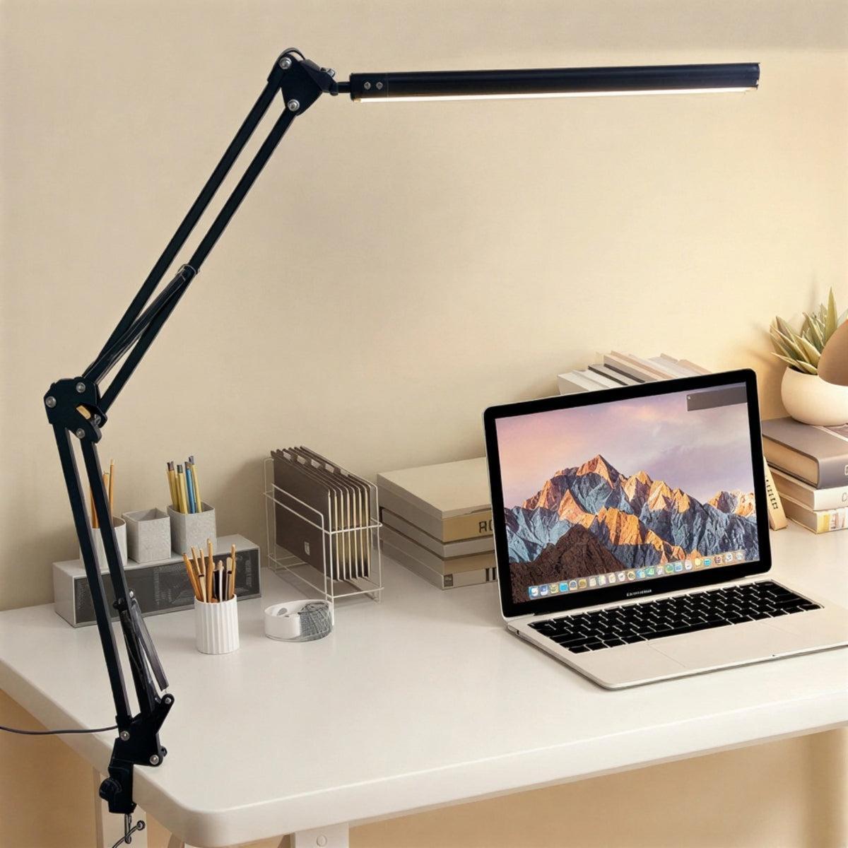 Lampada da scrivania LED dimmerabile con braccio snodabile e morsetto