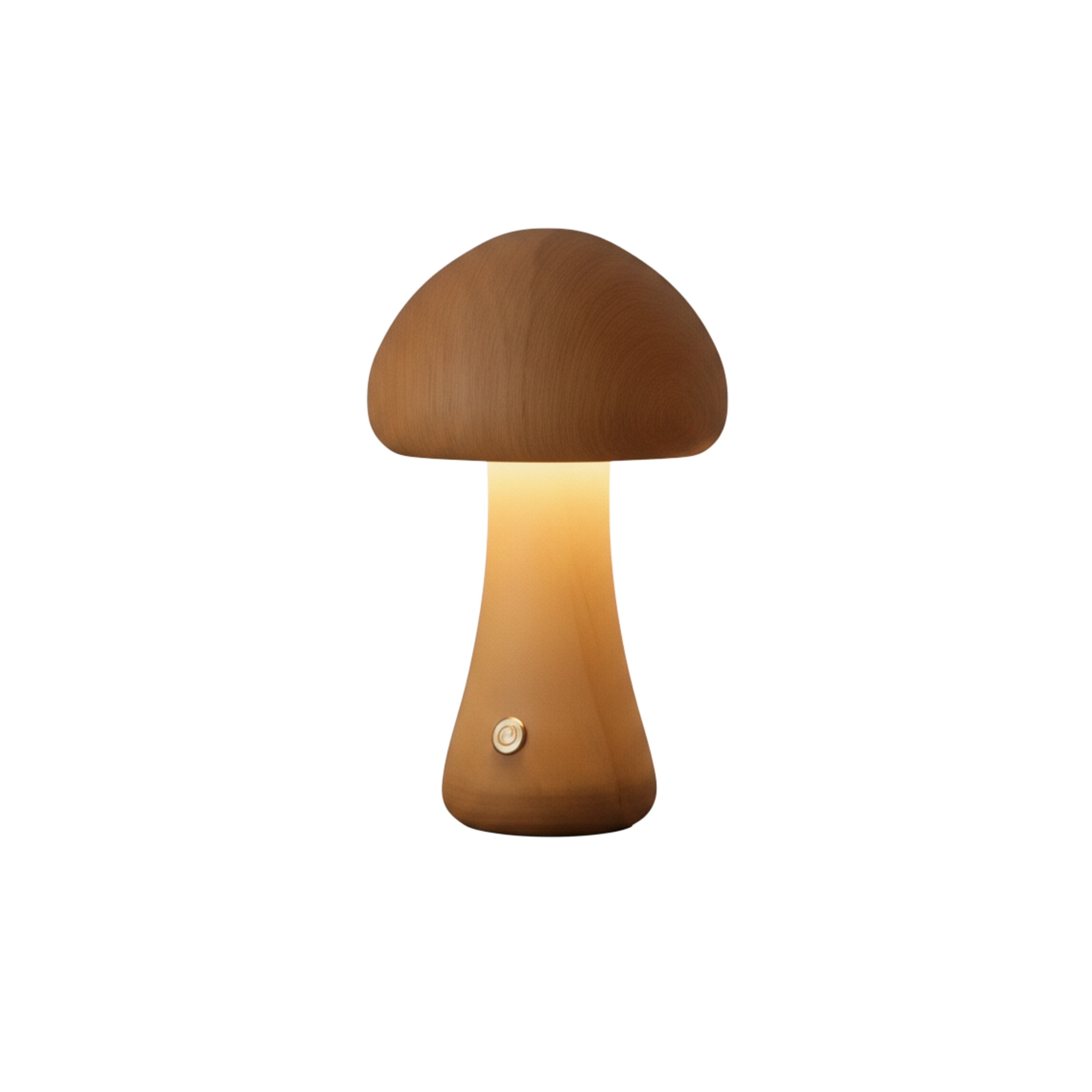 Lampada da tavolo a fungo in legno, ricaricabile senza fili LED da comodino