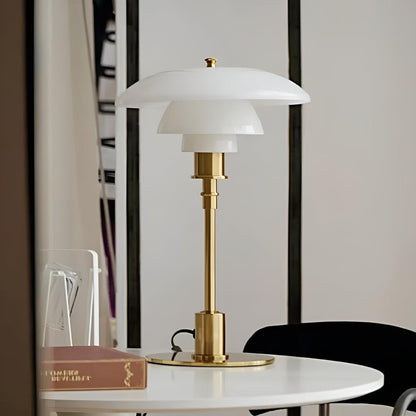 Lampada da tavolo a fungo in vetro ambra