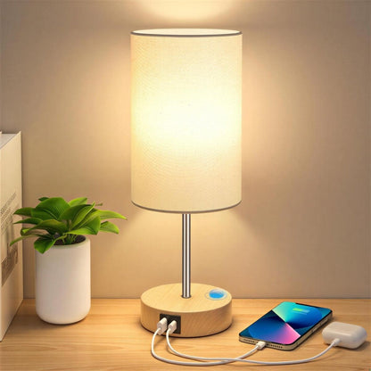 Lampada da tavolo da comodino dimmerabile con porte di ricarica