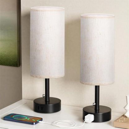 Lampada da tavolo da comodino dimmerabile con porte di ricarica