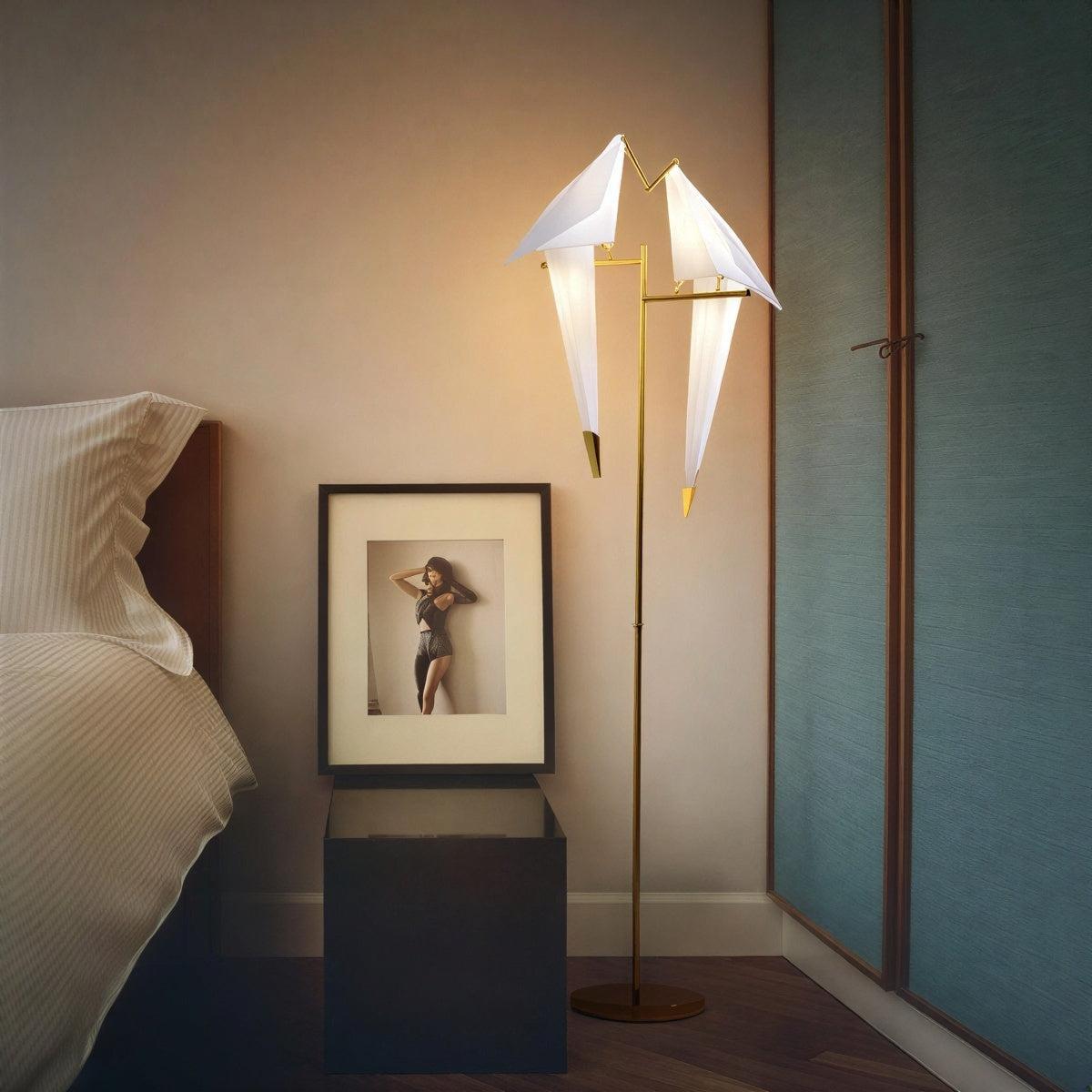 Lampada da tavolo e lampada da terra origami con scultura di uccello magnetica