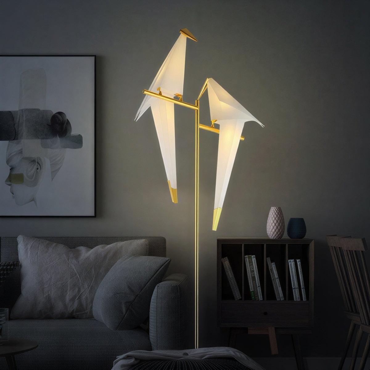 Lampada da tavolo e lampada da terra origami con scultura di uccello magnetica