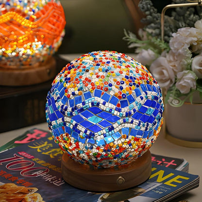 Lampada da tavolo in stile turco con mosaico in vetro e design boho
