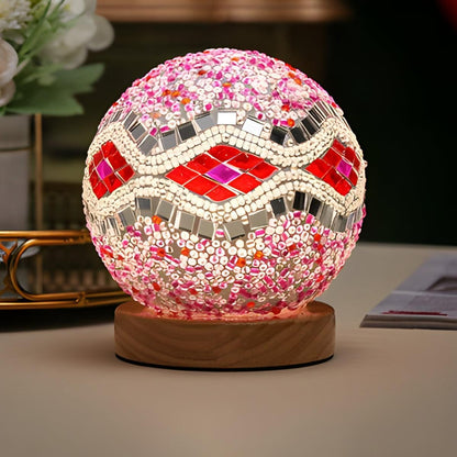 Lampada da tavolo in stile turco con mosaico in vetro e design boho