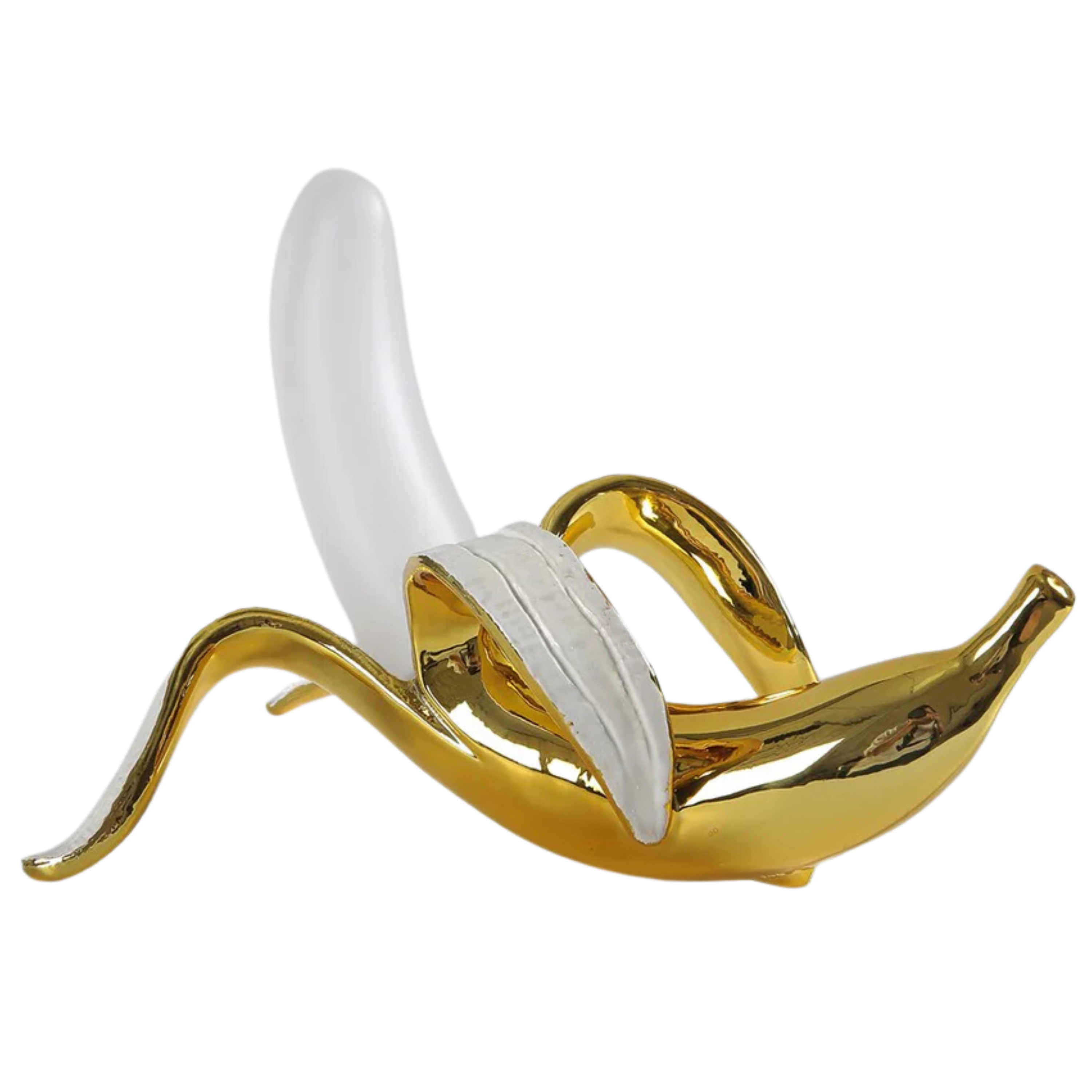 Lampada da tavolo LED a forma di banana effetto ottone, stile art deco