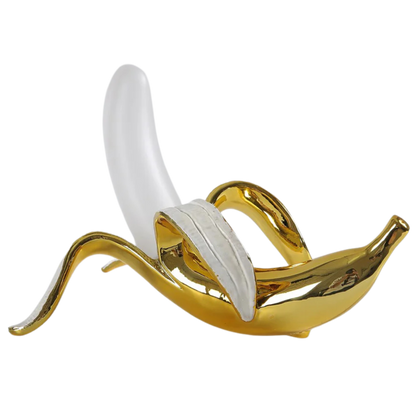 Lampada da tavolo LED a forma di banana effetto ottone, stile art deco