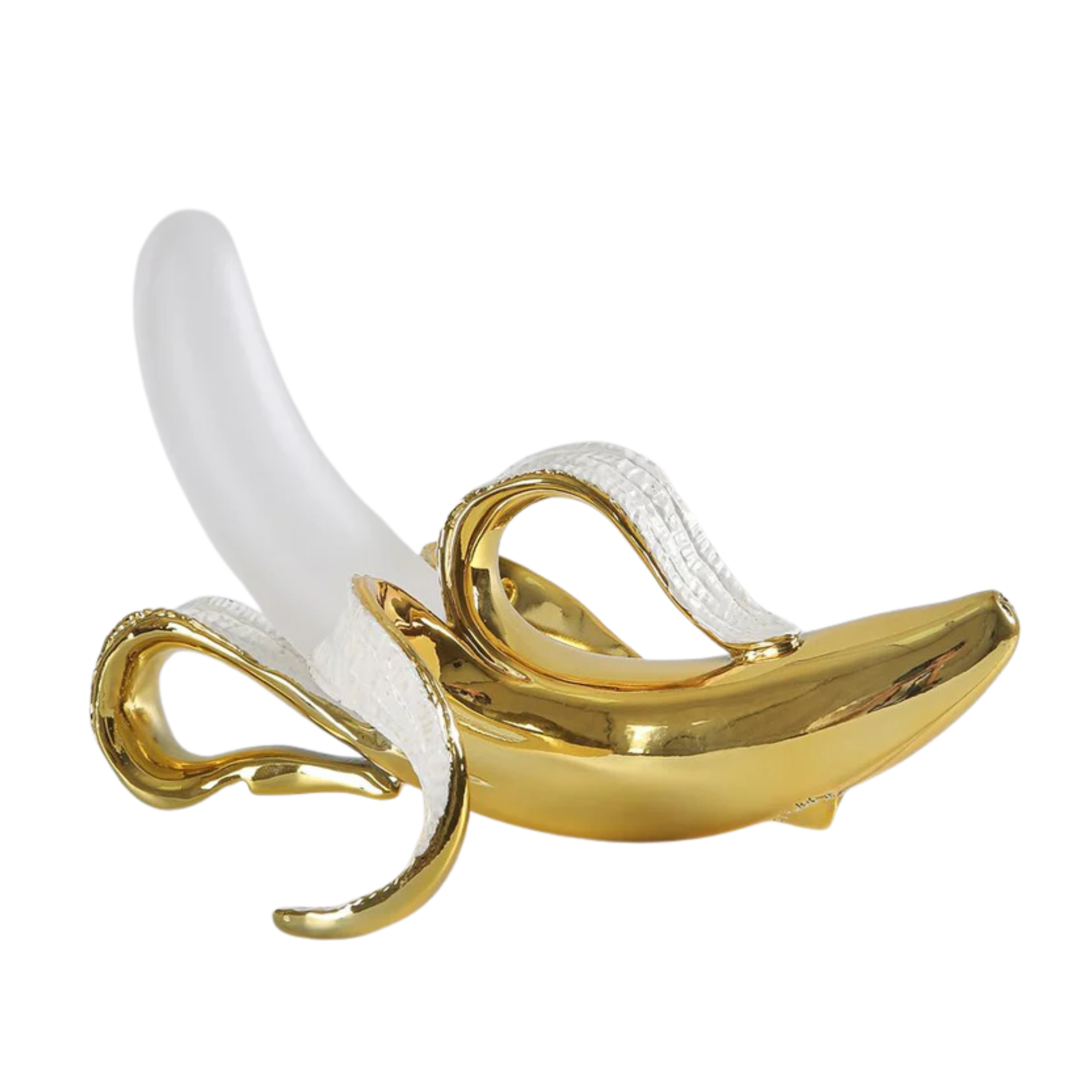 Lampada da tavolo LED a forma di banana effetto ottone, stile art deco