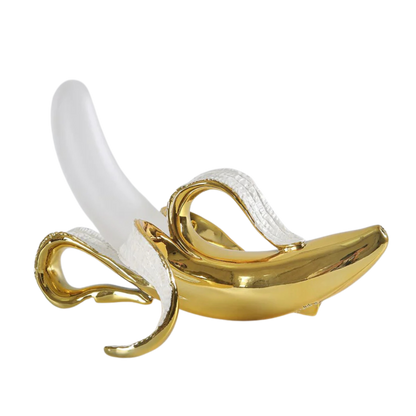 Lampada da tavolo LED a forma di banana effetto ottone, stile art deco