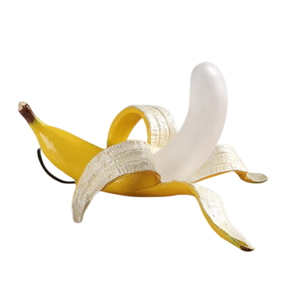 Lampada da tavolo LED a forma di banana effetto ottone, stile art deco