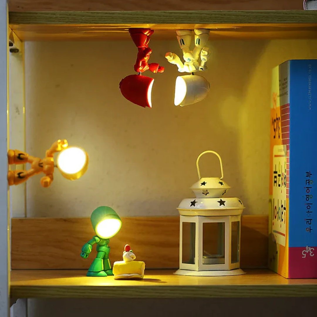 Lampada da tavolo LED a forma di robot, senza fili a batteria