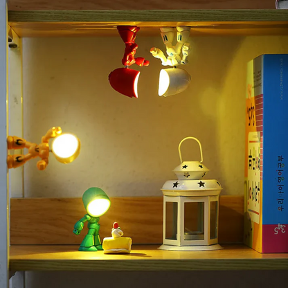 Lampada da tavolo LED a forma di robot, senza fili a batteria