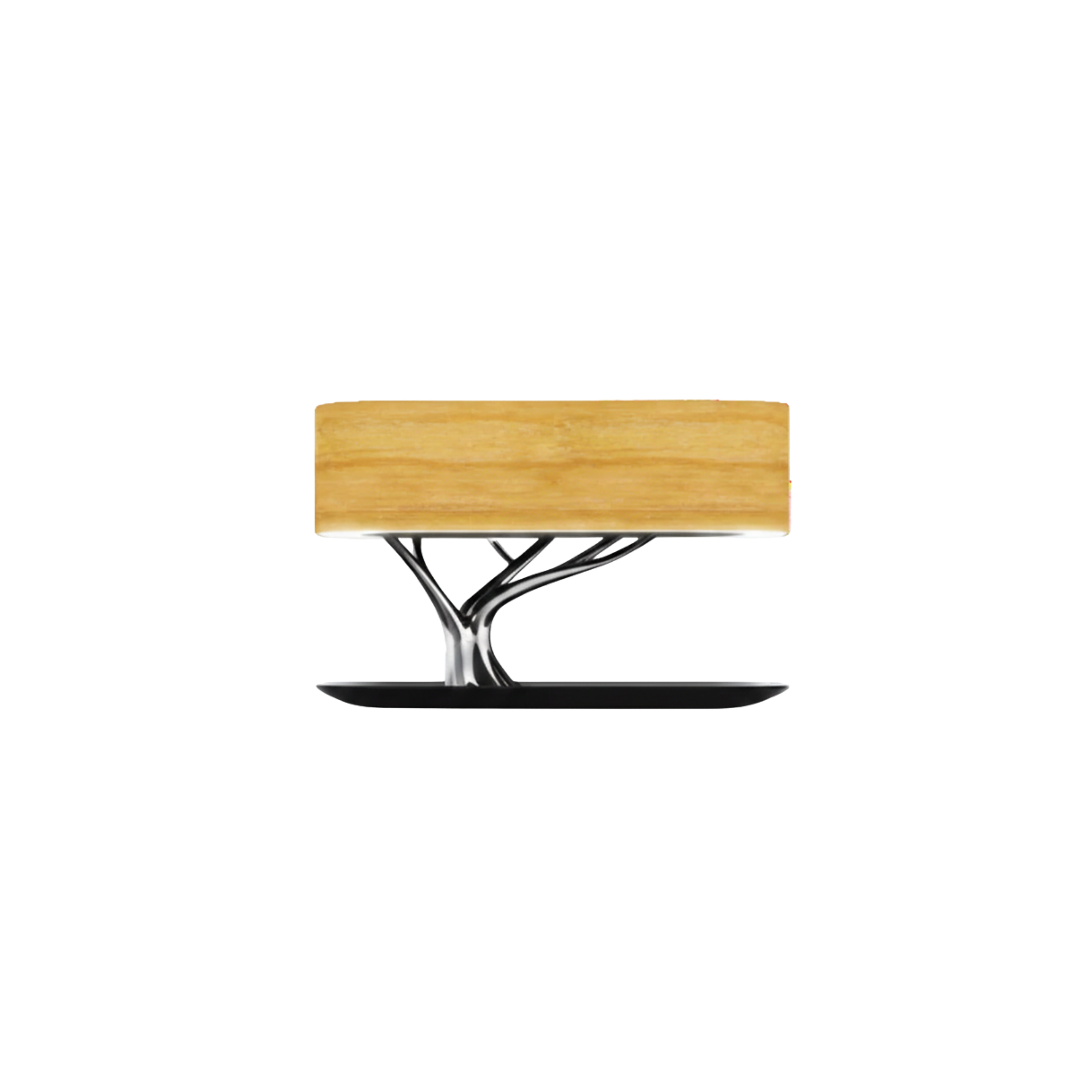 Lampada da tavolo LED dimmerabile touch in legno a forma di albero con base di ricarica wireless