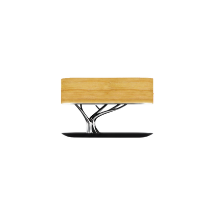 Lampada da tavolo LED dimmerabile touch in legno a forma di albero con base di ricarica wireless