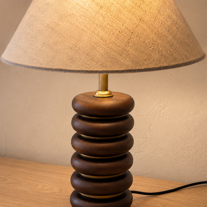 Lampada da tavolo LED Greyson in resina e metallo, noce e oro