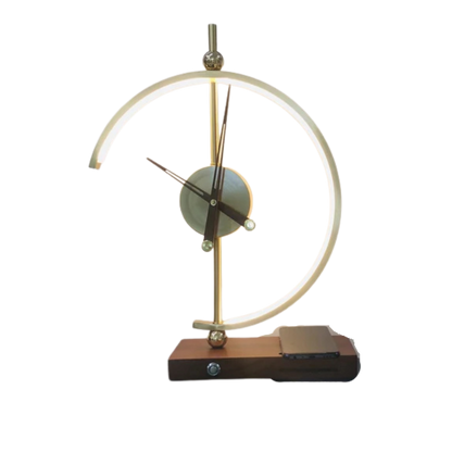 Lampada da tavolo LED oro con orologio e base di ricarica wireless Qi