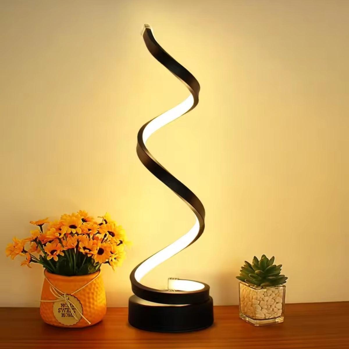 Lampada da tavolo moderna a spirale dimmerabile con alimentazione USB
