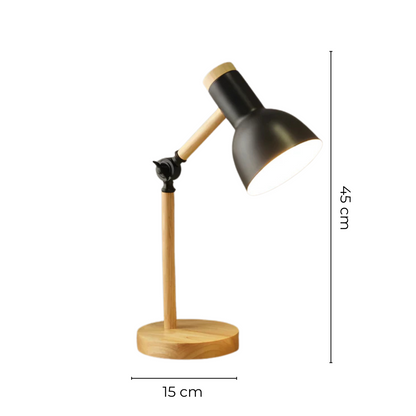 Lampada da tavolo nordica in legno con braccio regolabile da scrivania