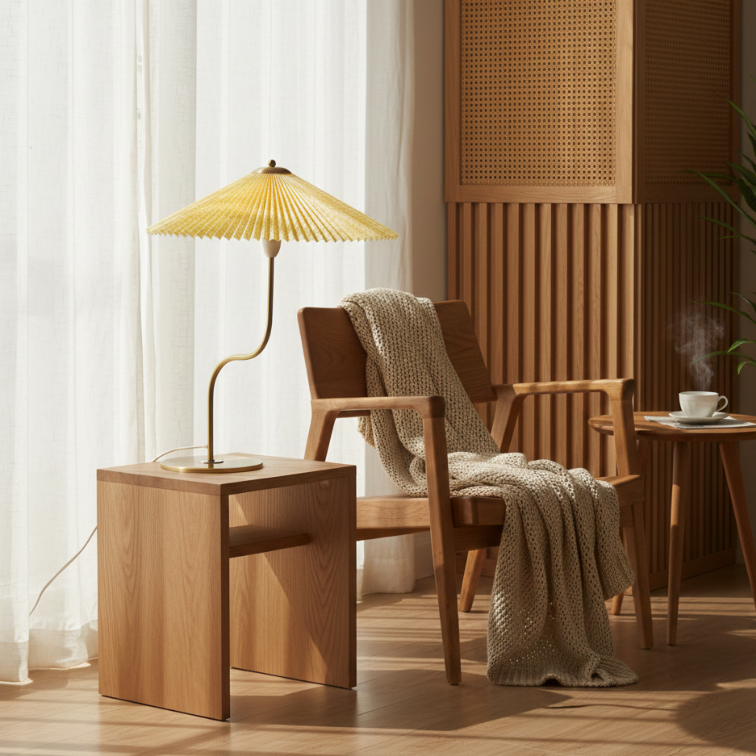 Lampada da tavolo retrò dimmerabile con paralume plissettato a ombrello e controllo touch