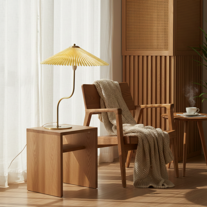 Lampada da tavolo retrò dimmerabile con paralume plissettato a ombrello e controllo touch