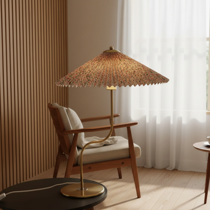 Lampada da tavolo retrò dimmerabile con paralume plissettato a ombrello e controllo touch