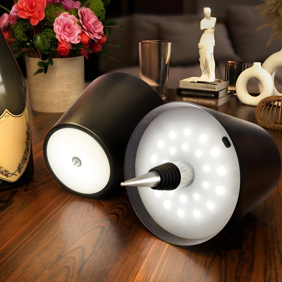 Lampada da tavolo senza fili per bottiglie con LED a batteria