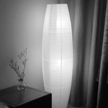 Lampada da terra a colonna in carta di riso bianca, stile nordico japandi