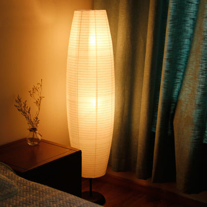 Lampada da terra a colonna in carta di riso bianca, stile nordico japandi