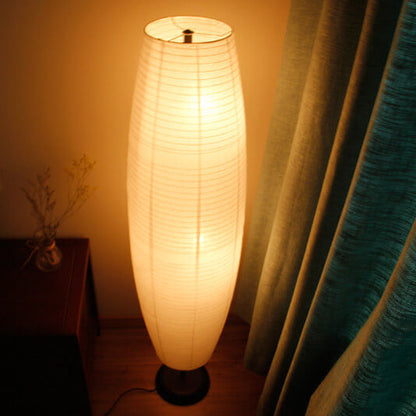 Lampada da terra a colonna in carta di riso bianca, stile nordico japandi