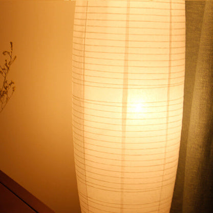Lampada da terra a colonna in carta di riso bianca, stile nordico japandi