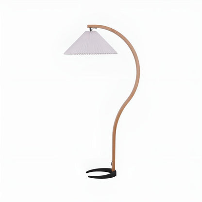 Lampada da terra ad arco con paralume plissettato dal design moderno