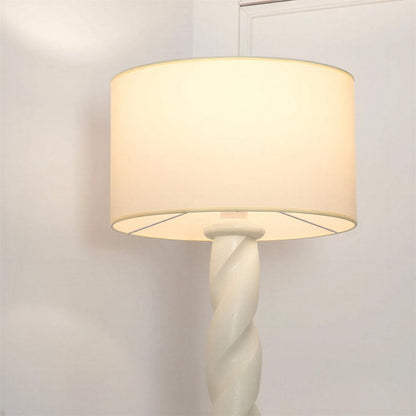 Lampada da terra con base a spirale intrecciata e paralume a tamburo
