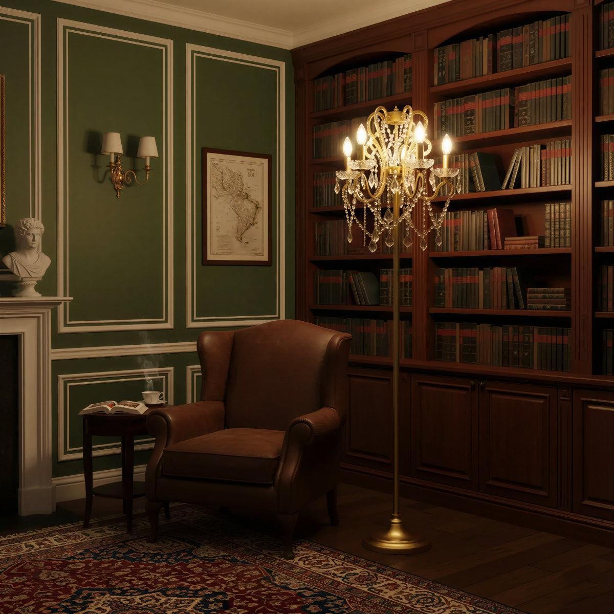 Lampada da terra in cristallo per soggiorno con design a piantana