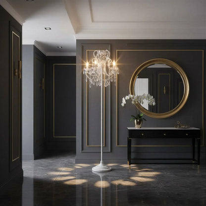 Lampada da terra in cristallo per soggiorno con design a piantana