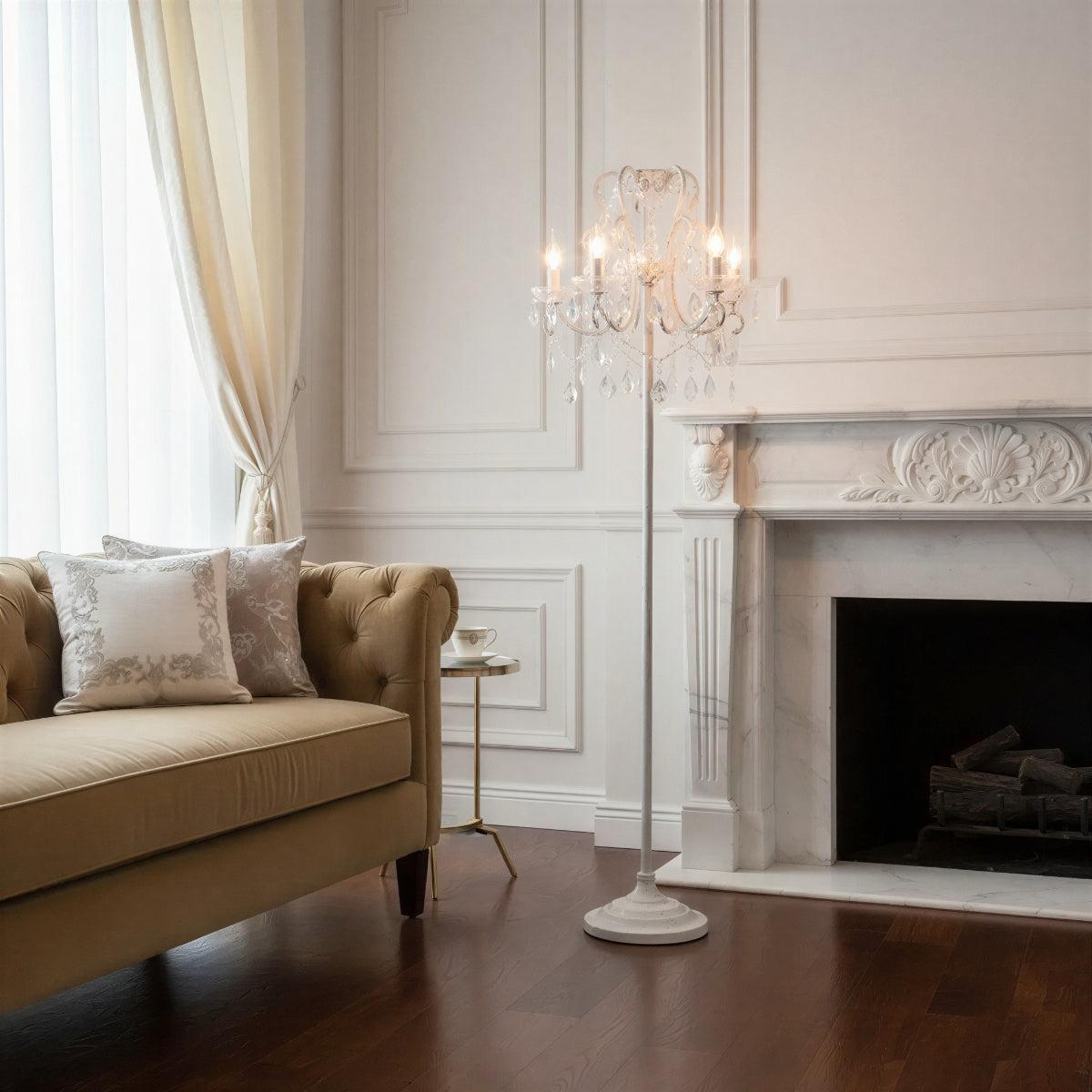 Lampada da terra in cristallo per soggiorno con design a piantana