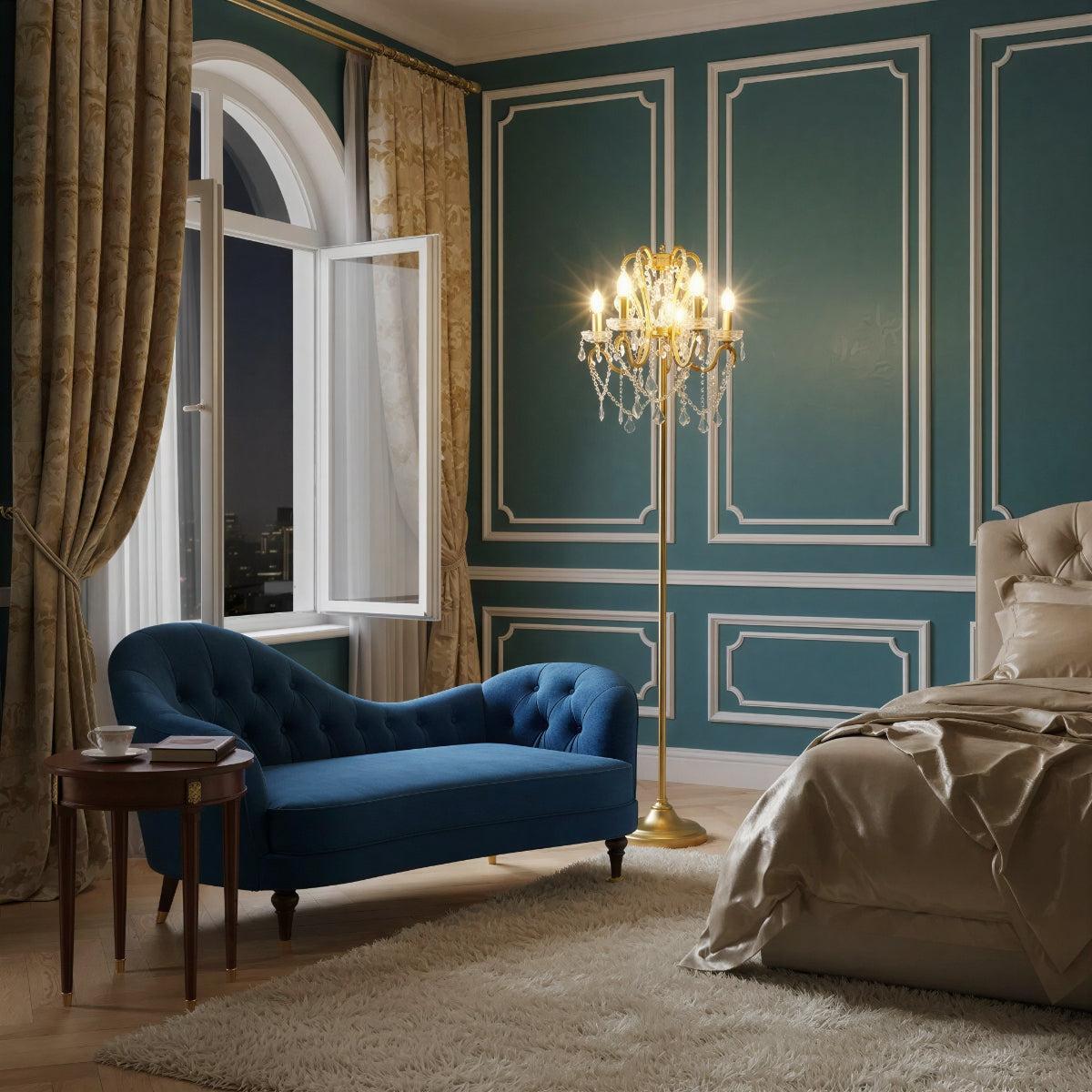 Lampada da terra in cristallo per soggiorno con design a piantana