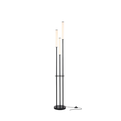 Lampada da terra LED nera a tre luci dimmerabile in alluminio, moderna e minimalista con telecomando