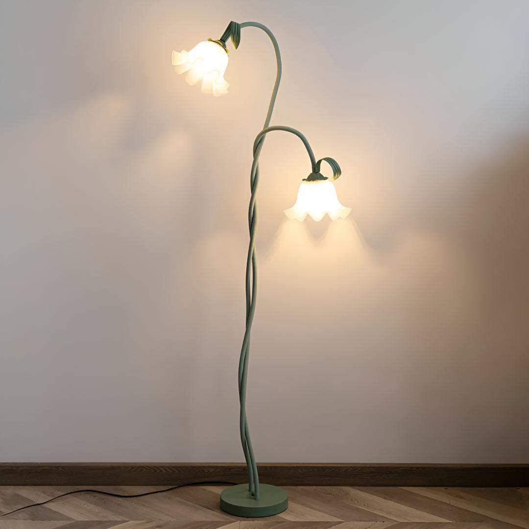Lampada da terra per soggiorno con paralumi a fiore dal design decorativo