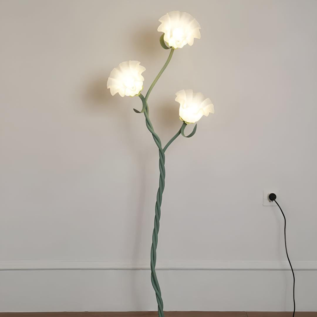 Lampada da terra per soggiorno con paralumi a fiore dal design decorativo