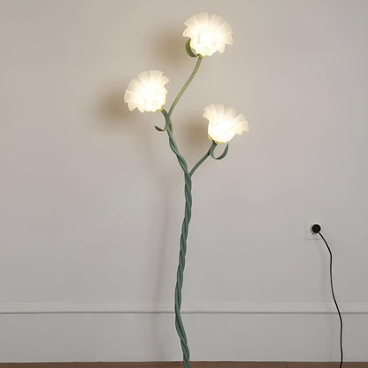 Lampada da terra per soggiorno con paralumi a fiore dal design decorativo