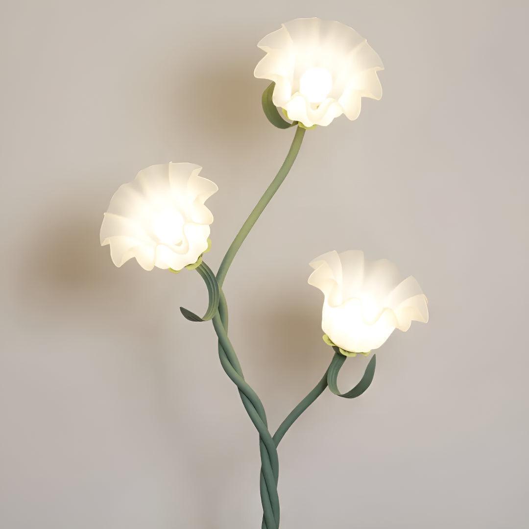 Lampada da terra per soggiorno con paralumi a fiore dal design decorativo