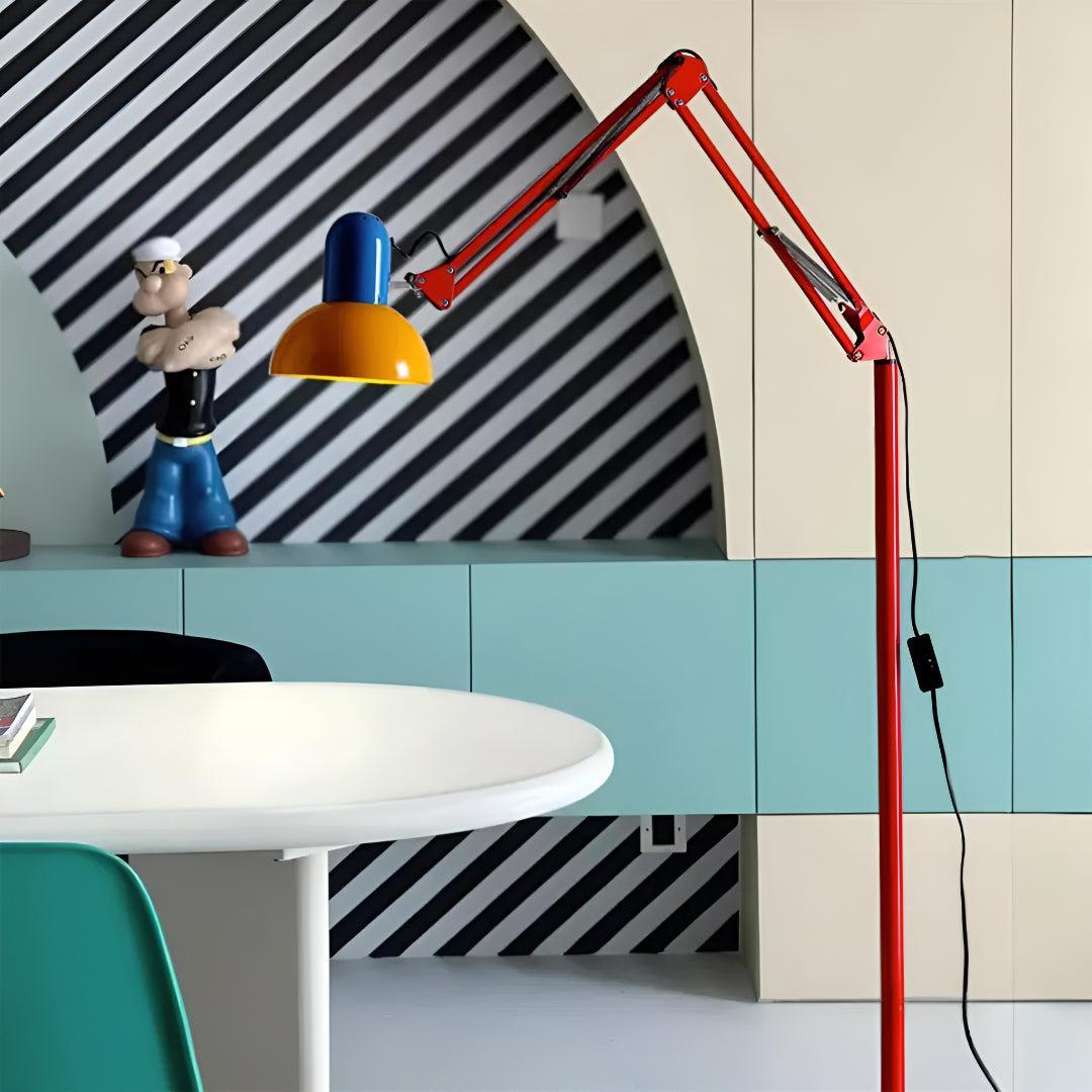 Lampada da terra regolabile stile Memphis moderno con luce da lettura