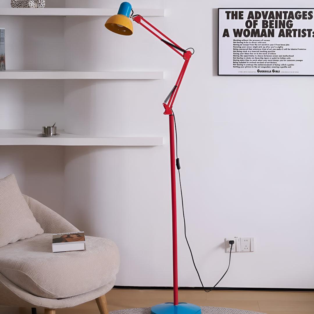 Lampada da terra regolabile stile Memphis moderno con luce da lettura