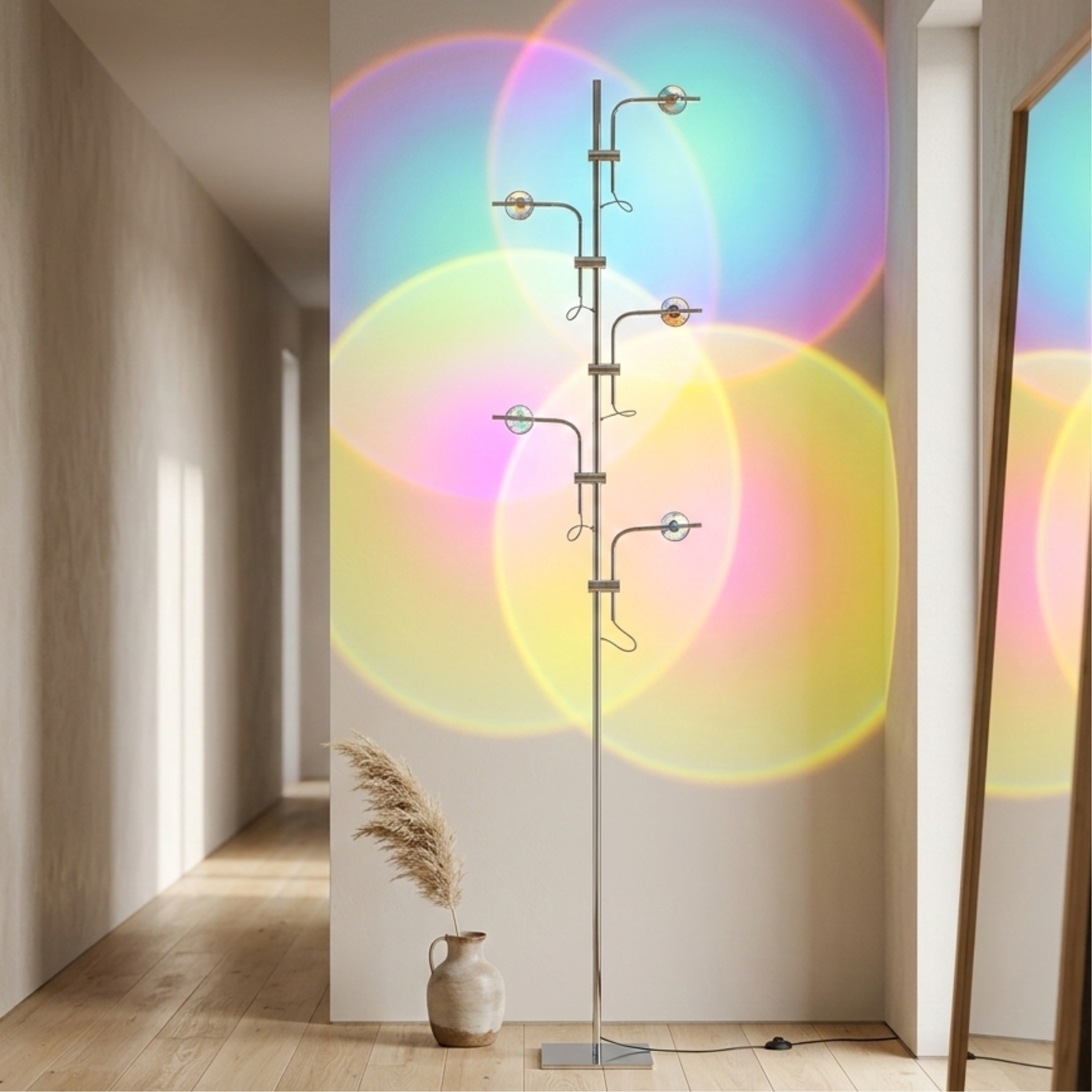 Lampada da terra sunset a LED con cinque teste proiettore e filtri colorati